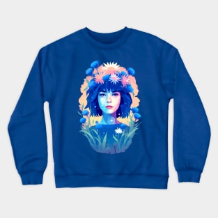 Girl with Cornflowers Crewneck Sweatshirt